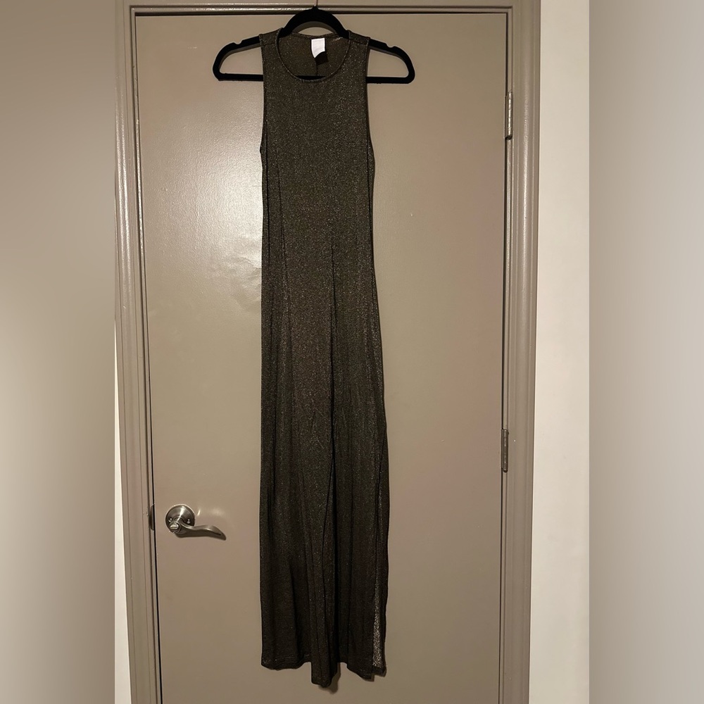 Metallic Gold and Black Maxi Dress